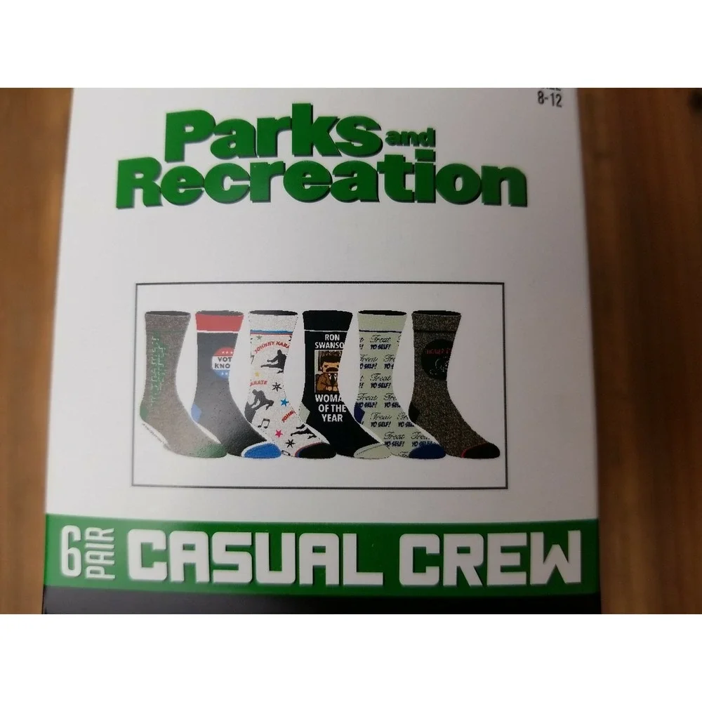 Parks & Recreation Vote for Knope Men's Crew Socks 6 Pair Shoe Size 8-12 NEW